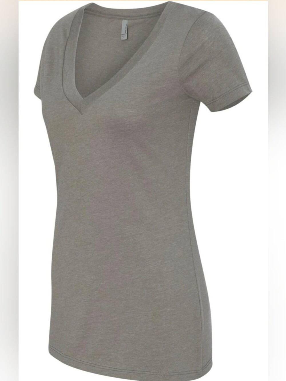 Next Level Apparel Women's V-Neck Short Sleeve Fitted Basic Tee Gray Size Large